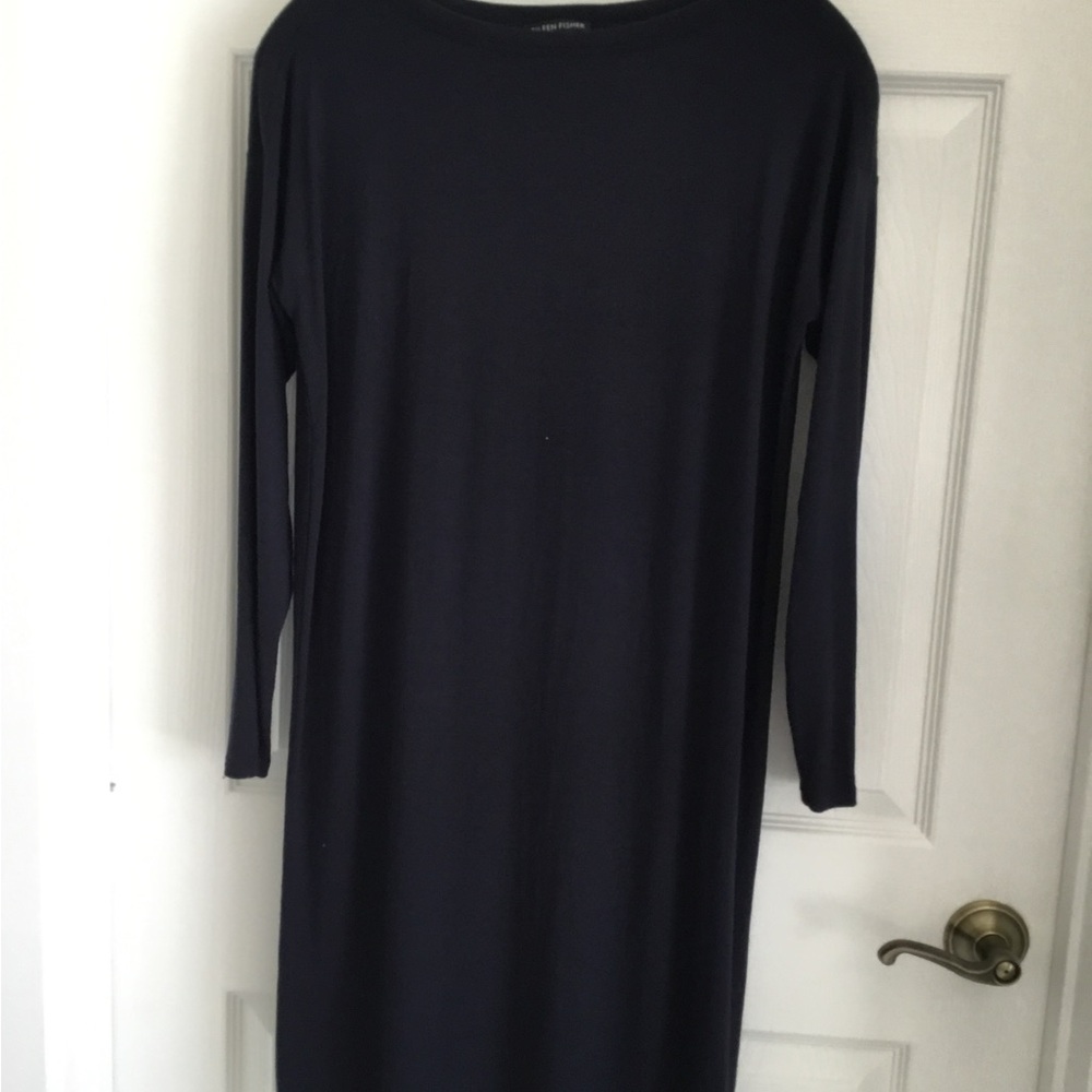 Final price. Eileen Fisher Long Sleeve Jersey Dress Navy Blue